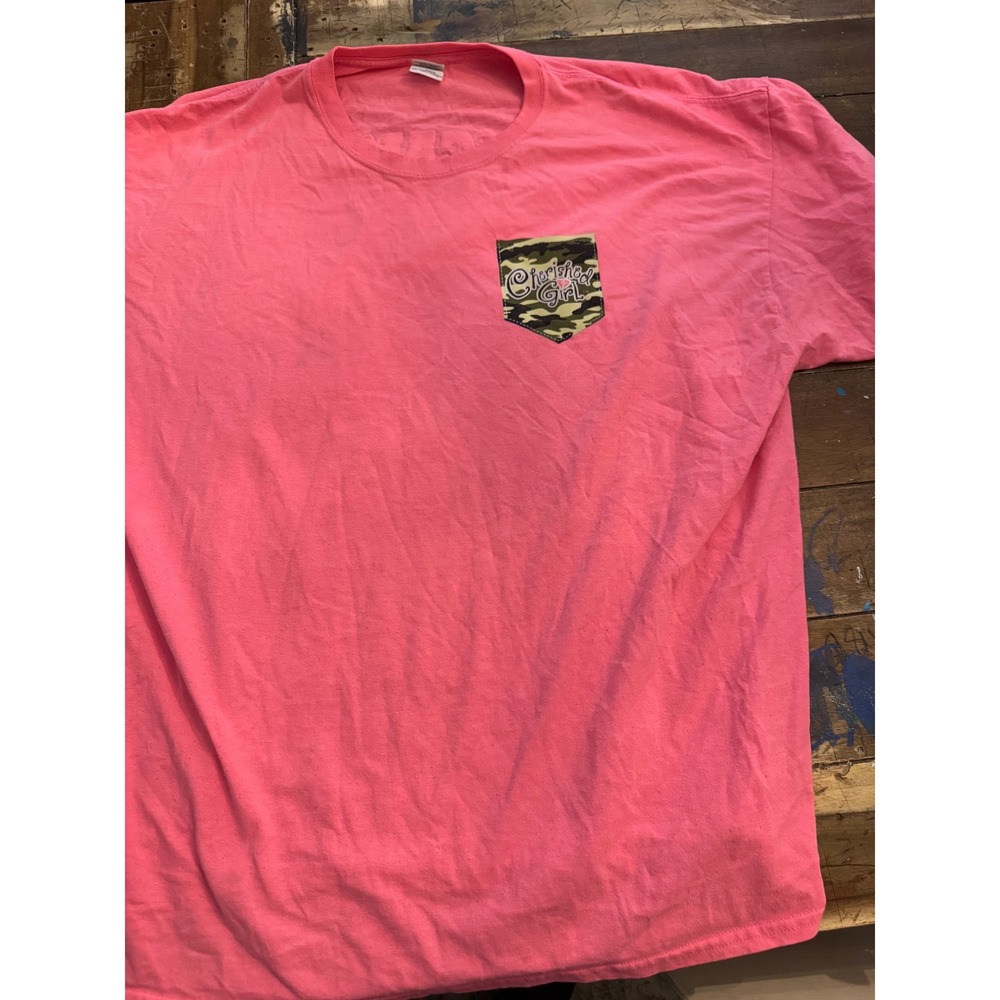 Cherished Girl Pink Camo Pearls Jesus Lovin Country Girl Graphic Tee 3XL